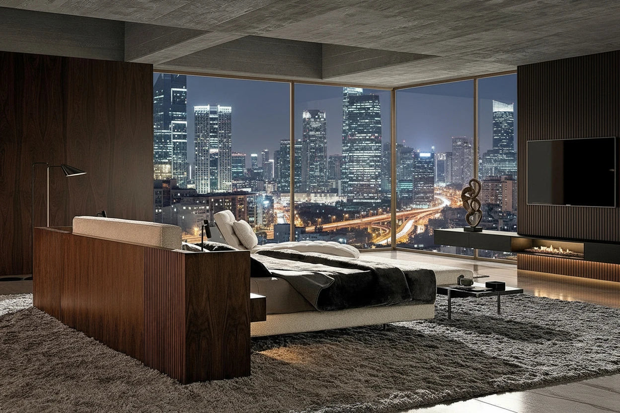 Porto Fabric Bed with Padded Headboard
