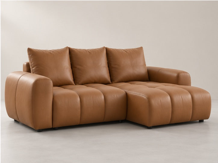 Roselle Rounded Chaise Sofa – 258 cm — Cognac Leather; generated visualisation