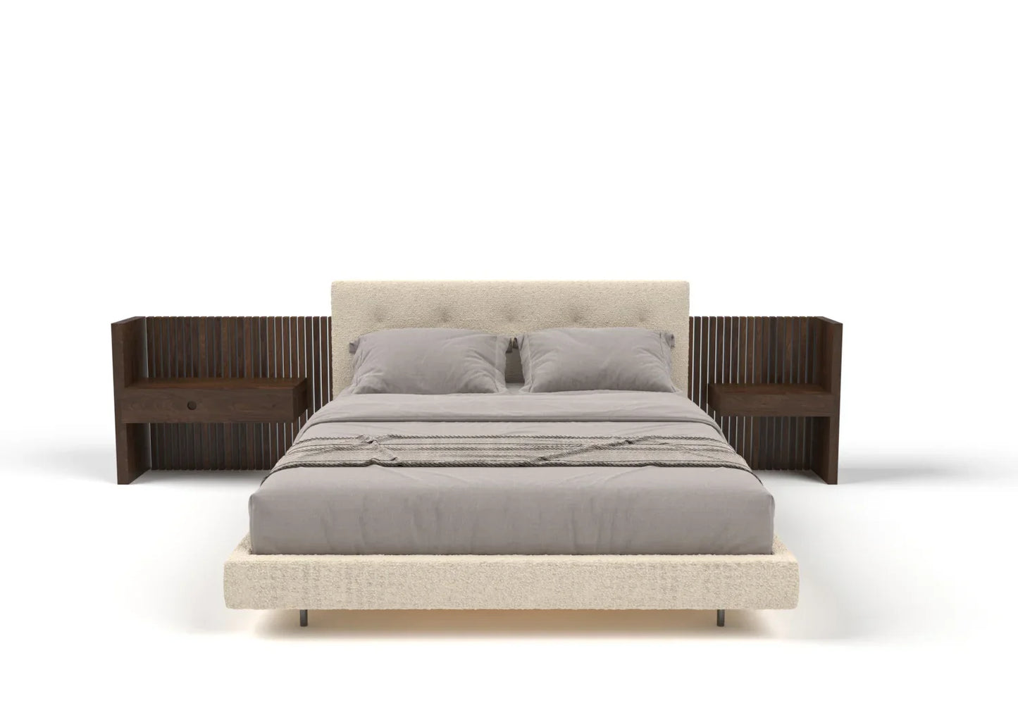 Porto Fabric Bed with Padded Headboard