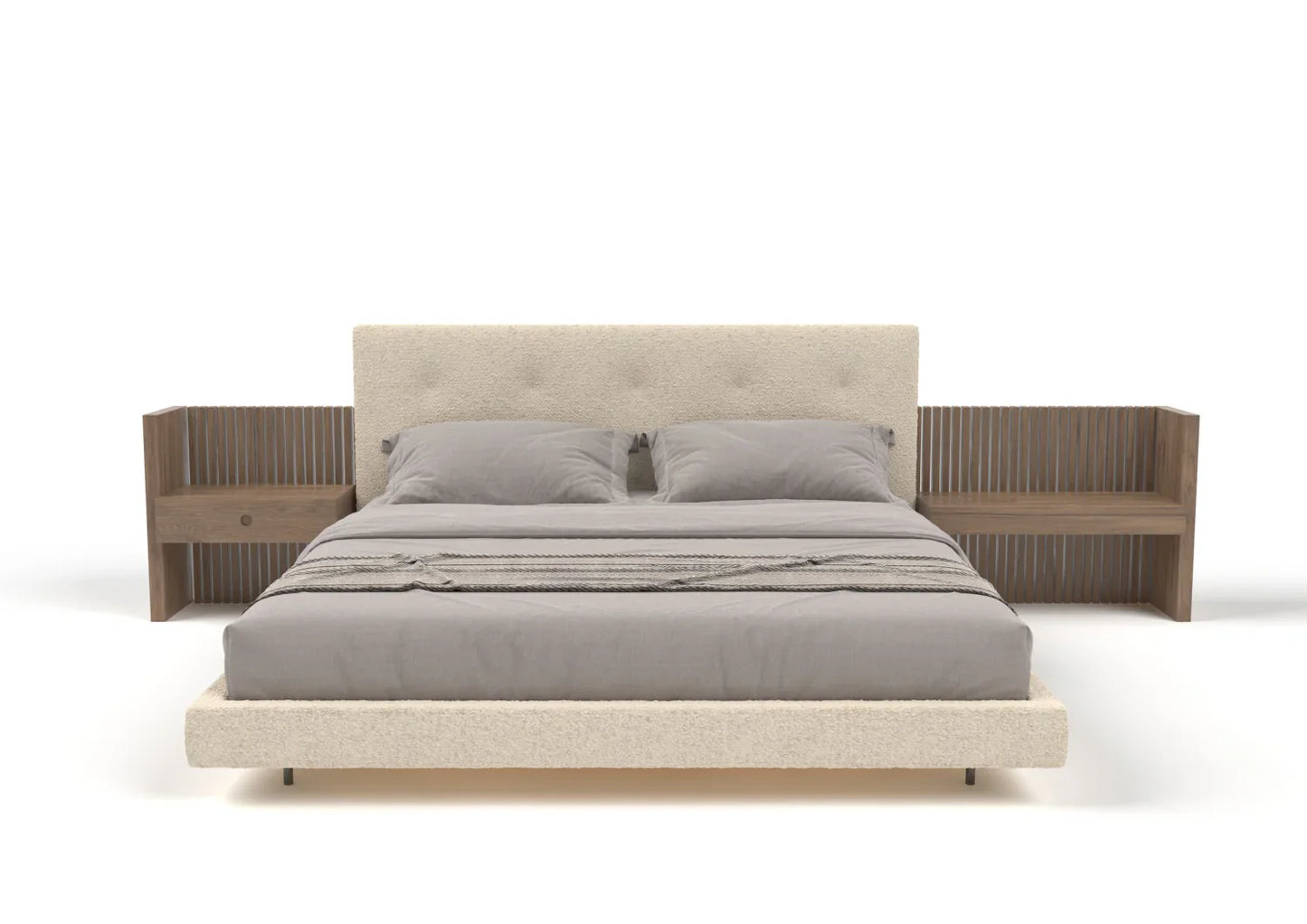 Porto Fabric Bed with Padded Headboard