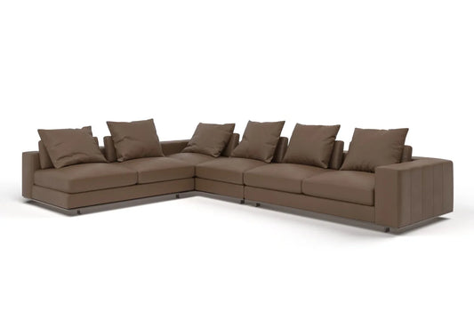 Silas 5-Seater Leather L-Shaped Sofa