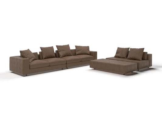 Emmet 6-Seater Leather Sectional Sofa with Ottoman Set