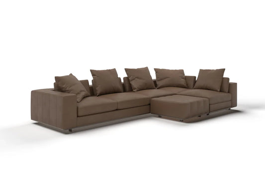 Eli 4-Seater Leather Sofa with Ottoman Set