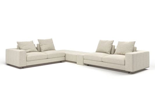 Logan 4-Seater Fabric Sectional Sofa with Ottoman Set