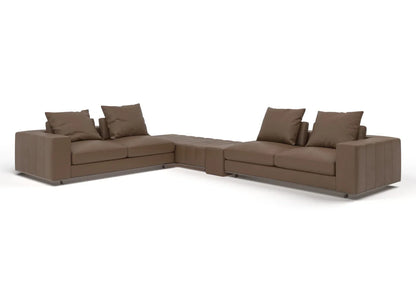 Enzo 4-Seater Leather Sectional Sofa with Ottoman Set