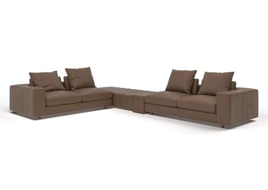 Enzo 4-Seater Leather Sectional Sofa with Ottoman Set