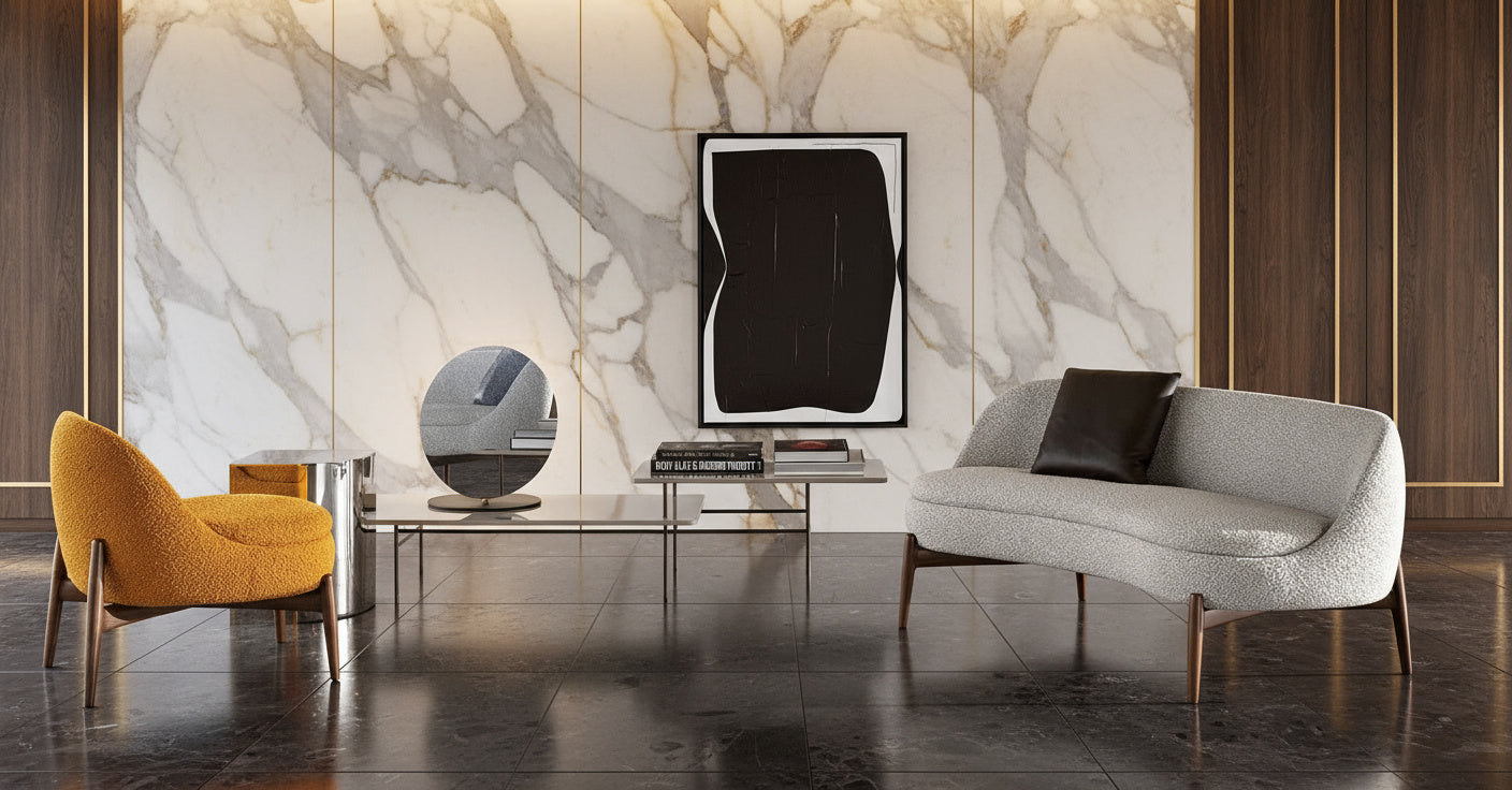 Lucien Fabric Swivel Armchair & Ottoman Set