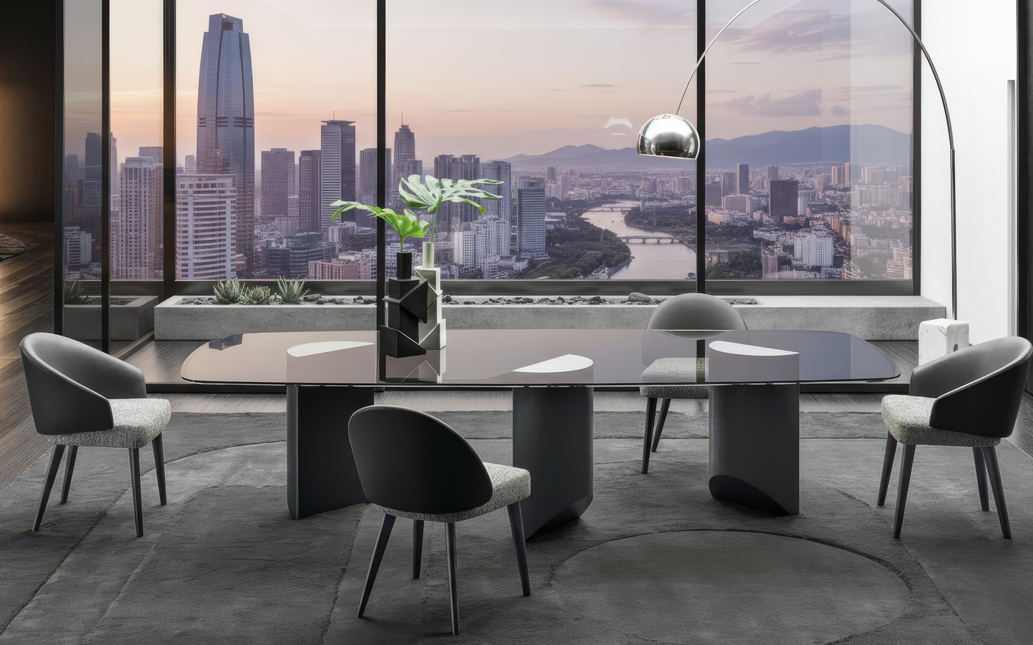 Bogard 10-Seater Glass Dining Table