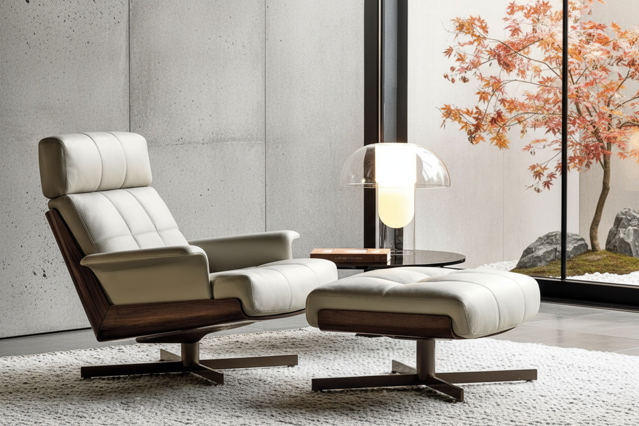 Zyra Fabric Swivel Chair & Footstool Set