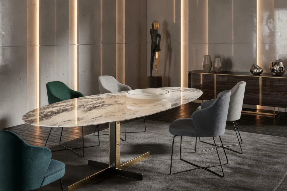 Bahram 10-Seater Marble Top Dining Table