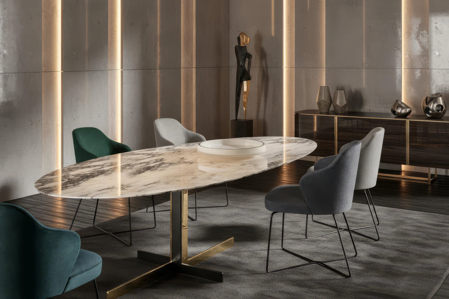 Bahram 10-Seater Marble Top Dining Table