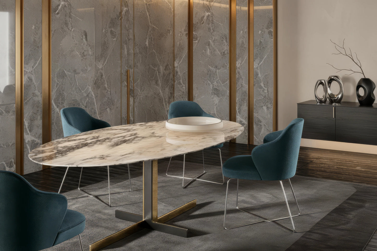 Bahram 10-Seater Marble Top Dining Table