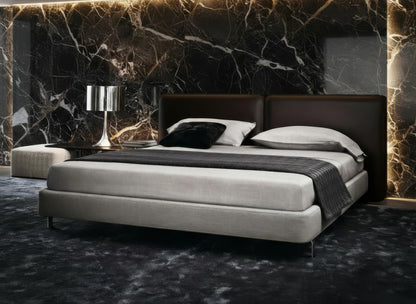Barddock Fabric Bed with Leather Padded Headboard