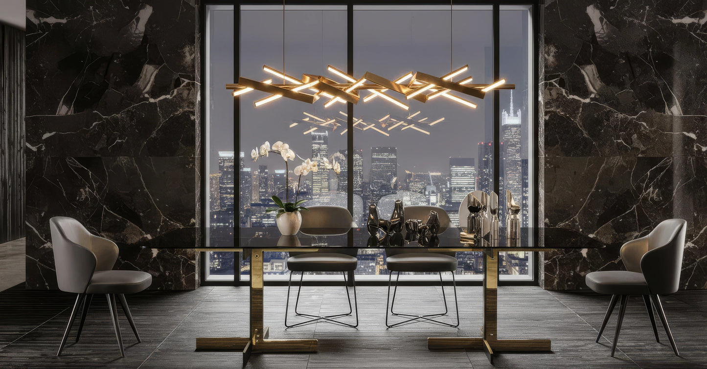 Beiwen 10-Seater Glass Top Dining Table