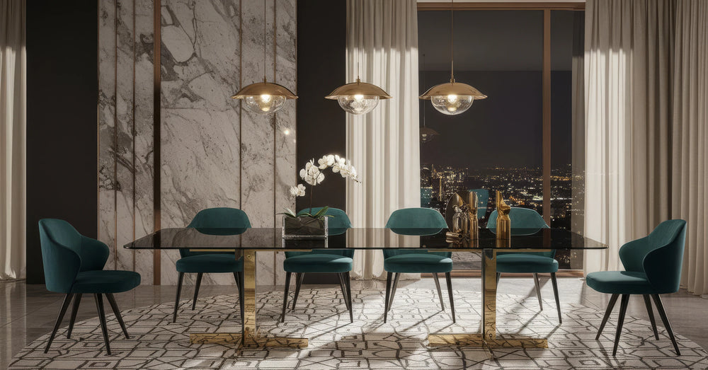 Beiwen 10-Seater Glass Top Dining Table