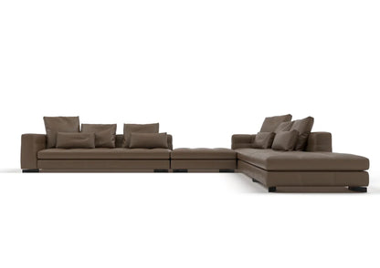 Troy 4-Seater Leather Corner Sofa with Ottoman Set