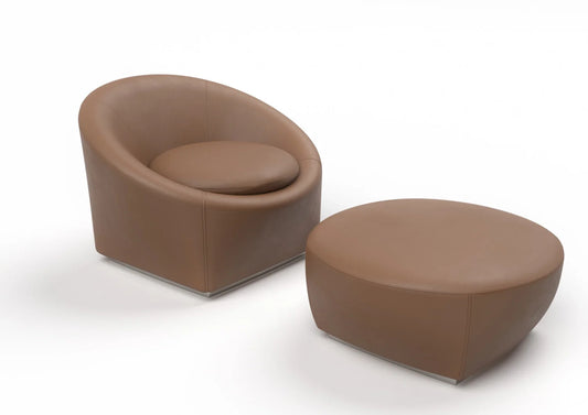 Biena Leather Armchair & Ottoman Set