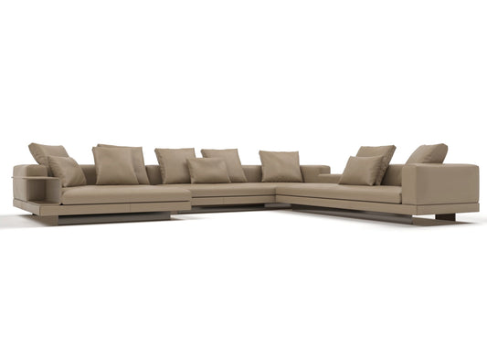 Umbro 6-Seater Cow Leather Modular Sofa with Chaise