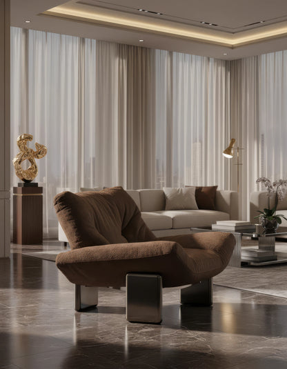 Daiker Leather Armchair with Upholstered Leather Base