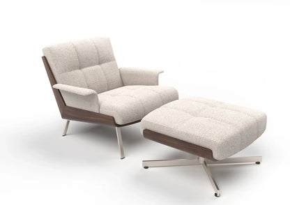 Caelum Fabric Armchair & Ottoman Set with Cross Leg Base