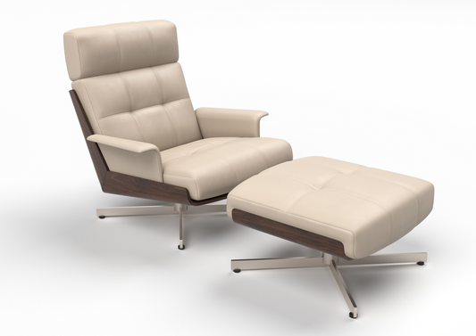 Farren Leather Swivel Chair & Footstool Set