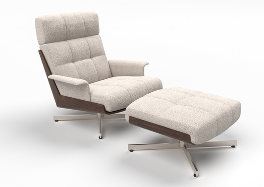 Marlow Bouclé Swivel Chair & Footstool Set