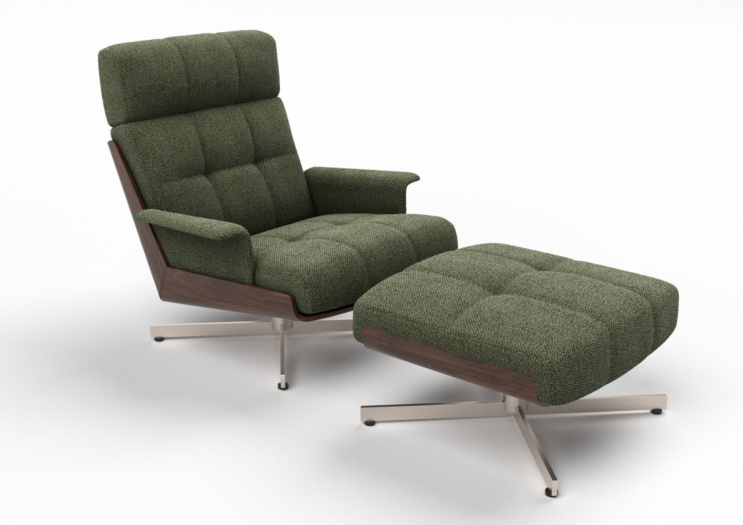 Zyra Fabric Swivel Chair & Footstool Set