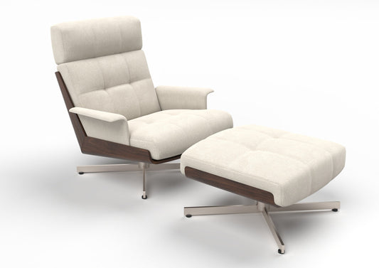 Zyra Fabric Swivel Chair & Footstool Set