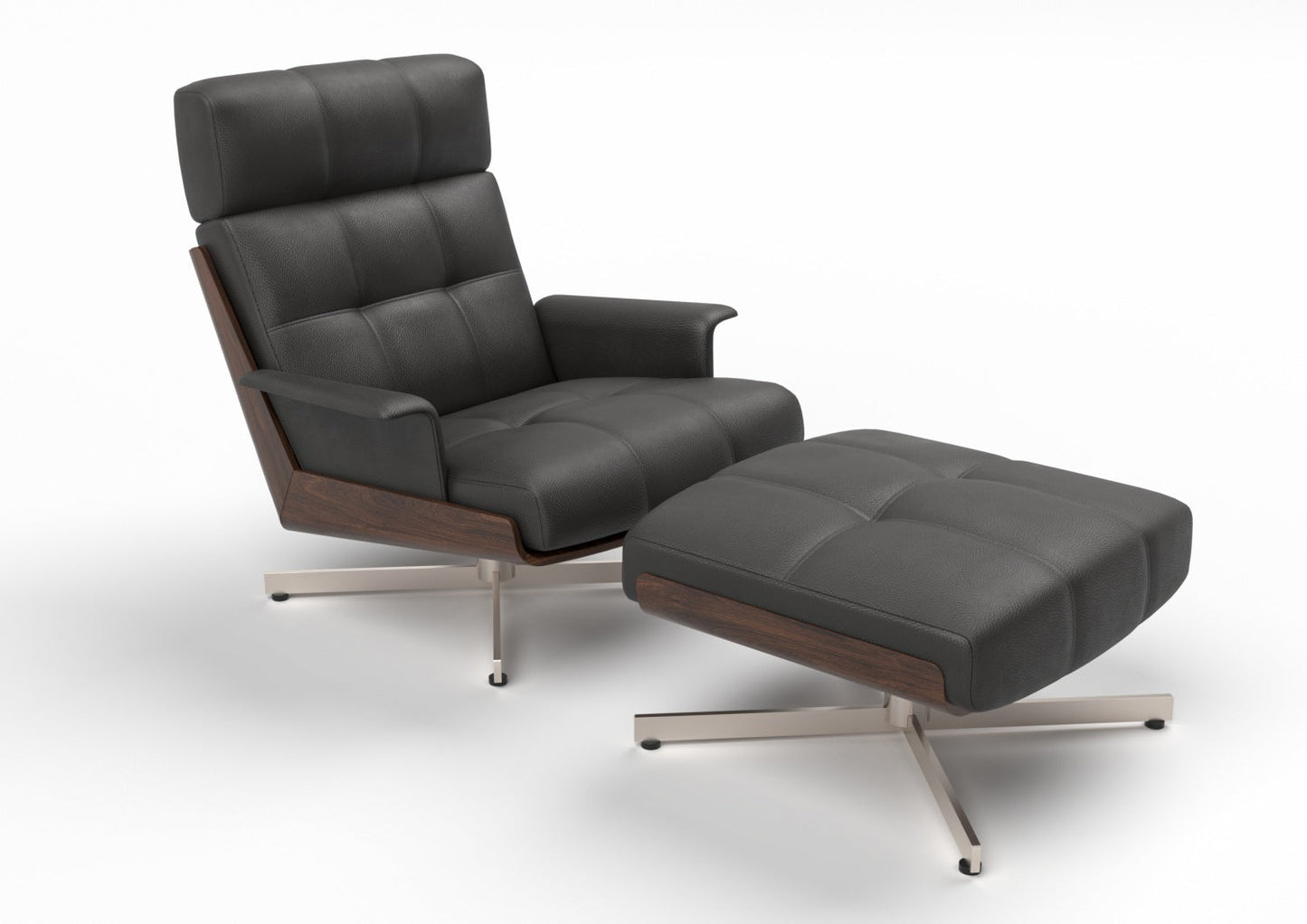 Farren Leather Swivel Chair & Footstool Set