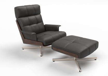 Farren Leather Swivel Chair & Footstool Set
