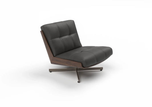 Mena Leather Swivel Chair with Cross Base