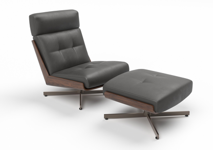 Liora Leather Swivel Chair & Footstool Set