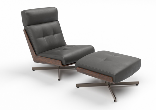Liora Leather Swivel Chair & Footstool Set