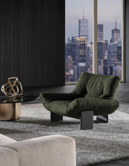 Dalton Fabric Armchair with Black Wood Base