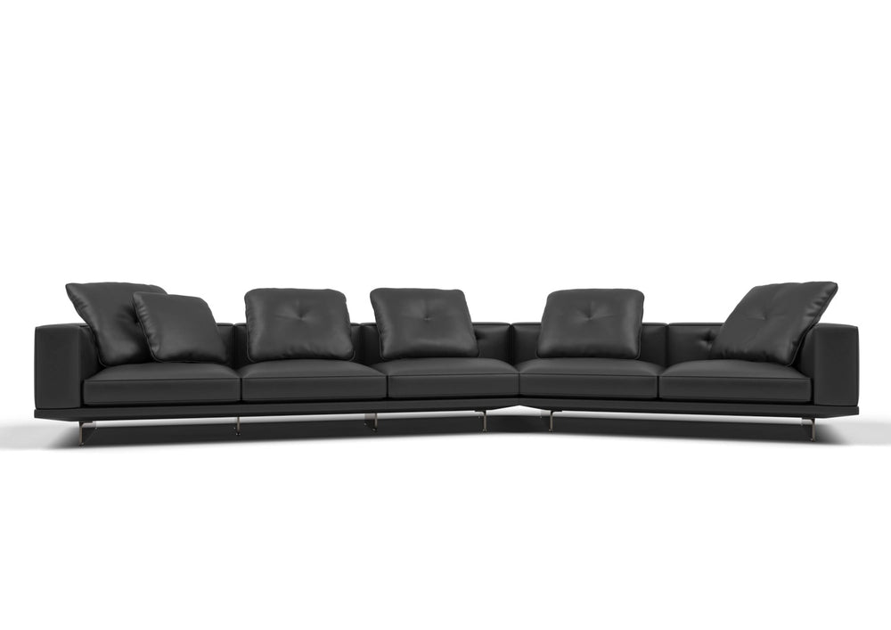 Cade 5-Seater Leather Curved Modular Sofa