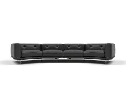 Elmark 4-Seater Cow Leather Curved Modular Sofa