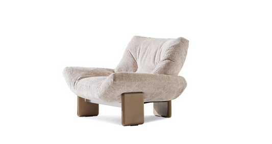 Daiva Fabric Armchair with Upholstered Leather Base
