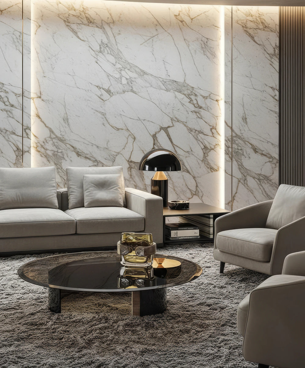 Garin Coffee Table with Circular Glass Top
