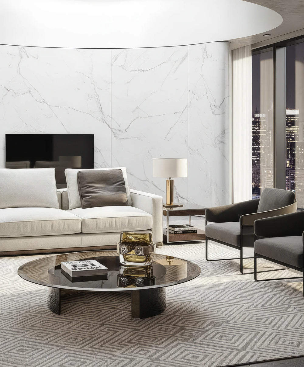 Garin Coffee Table with Circular Glass Top