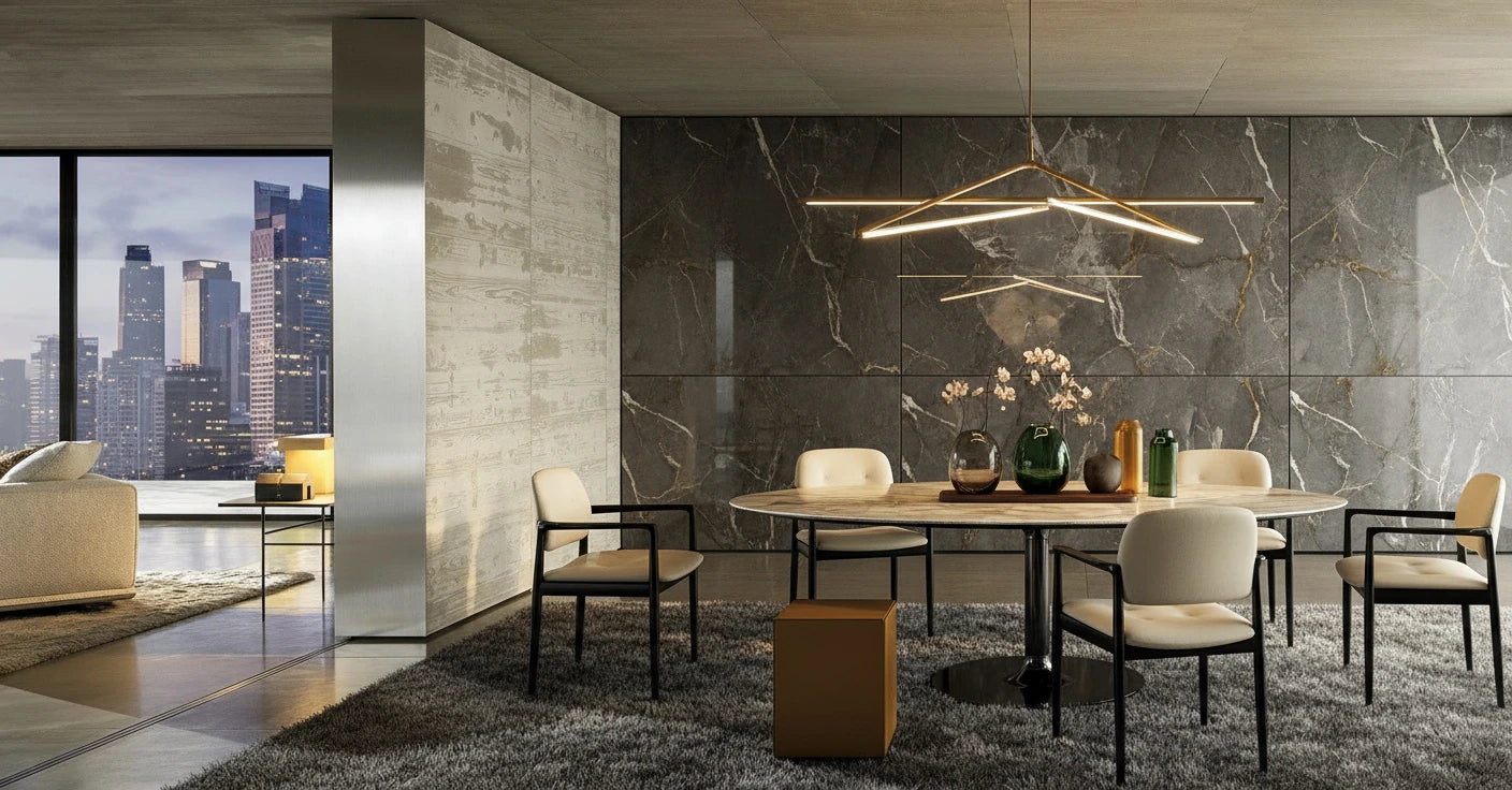 Killian 8-Seater Marble Top Dining Table