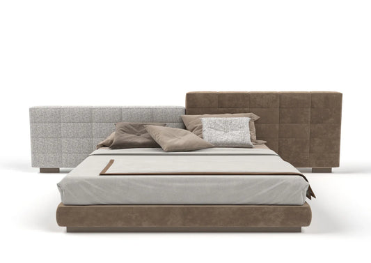 Cosmo Fabric Platform Bed with Double Headboard