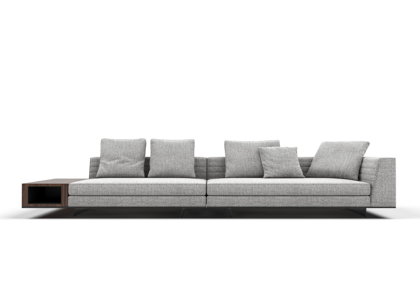 Gohan 4-Seater Fabric Sofa with Side Open Storage