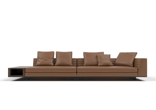 Ghait 4-Seater Cow Leather Sofa with Side Open Storage