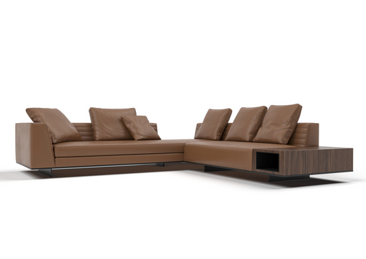 Garret 5-Seater Cow Leather V-Shaped Sofa with Storage