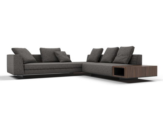Gabe 5-Seater Fabric V-Shaped Sofa with Storage