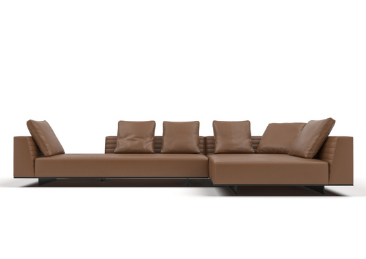 Gaynn 3-Seater Cow Leather Sofa with Chaise