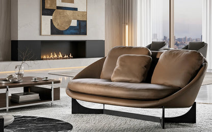 Sab 2-Seater Leather Sofa with Base