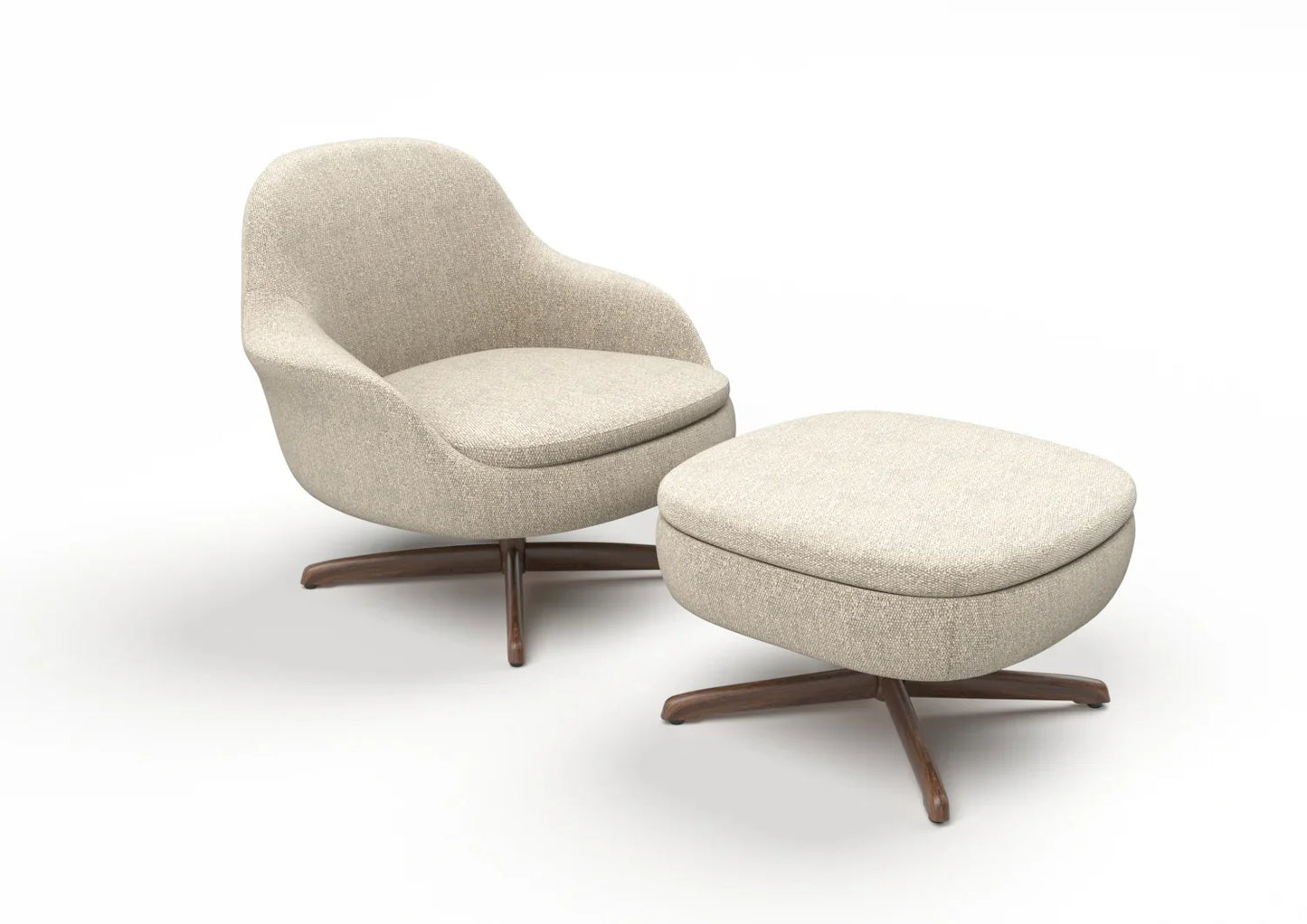 Lucien Fabric Swivel Armchair & Ottoman Set