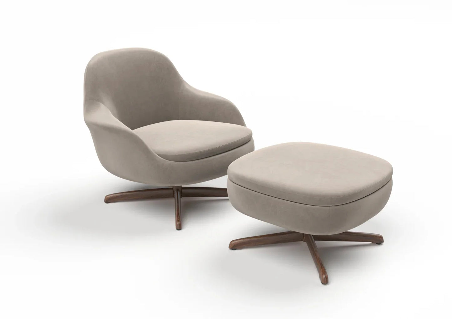 Lucien Fabric Swivel Armchair & Ottoman Set