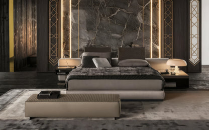 Shinhan Fabric Bed with Offset Headboard